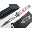 Pink & Rainbow Stiletto Switchblade Knife 