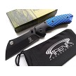 Buckshot Blue Metallic Pocket Knife Spring Assisted Sheepsfoot Cleaver Blade EDC Frame Lock 
