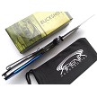 Buckshot Blue Metallic Pocket Knife Spring Assisted Sheepsfoot Cleaver Blade EDC Frame Lock 