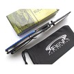 Buckshot Blue Metallic Pocket Knife Spring Assisted Sheepsfoot Cleaver Blade EDC Frame Lock 