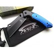 Buckshot Blue Metallic Pocket Knife Spring Assisted Sheepsfoot Cleaver Blade EDC Frame Lock 