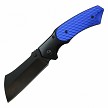 Buckshot Blue Metallic Pocket Knife Spring Assisted Sheepsfoot Cleaver Blade EDC Frame Lock 